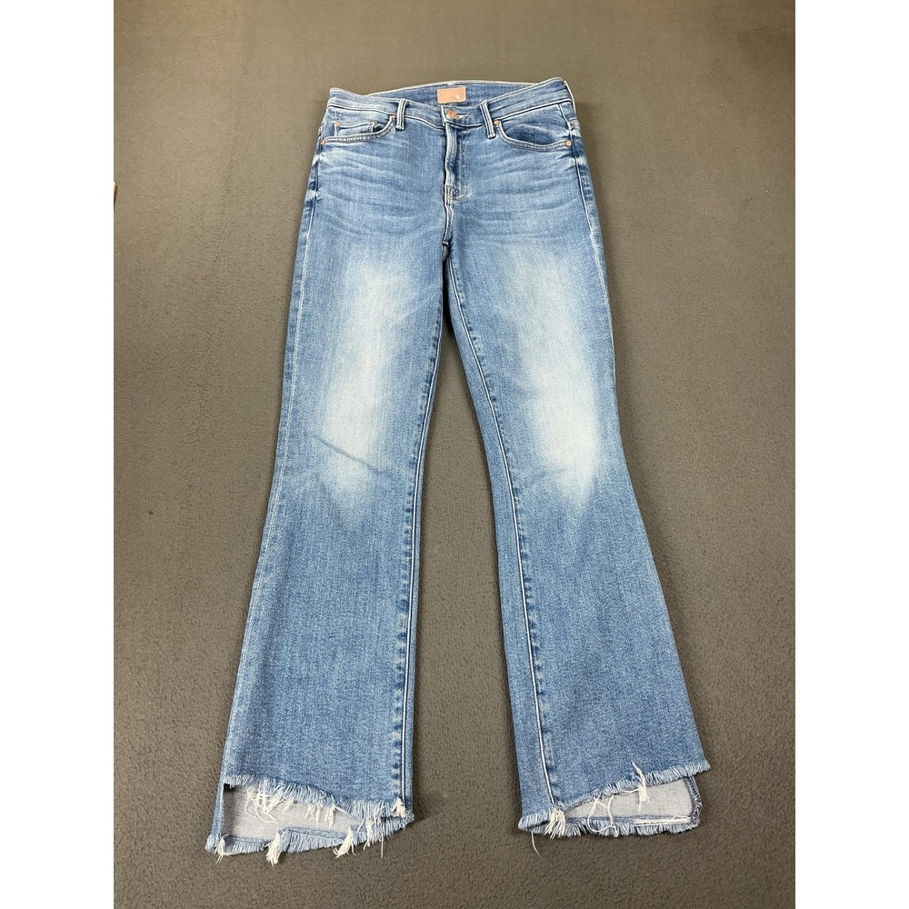 Mother Jeans Womens 25 Light Blue Insider Crop Step Fray Cropped Slim Denim